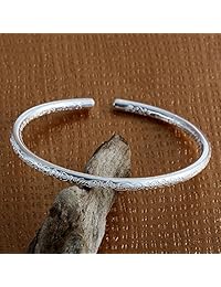 Pulseras de plata de ley 999 con flores talladas, pulsera estilo esclava de 21 g para regalo de bodas.