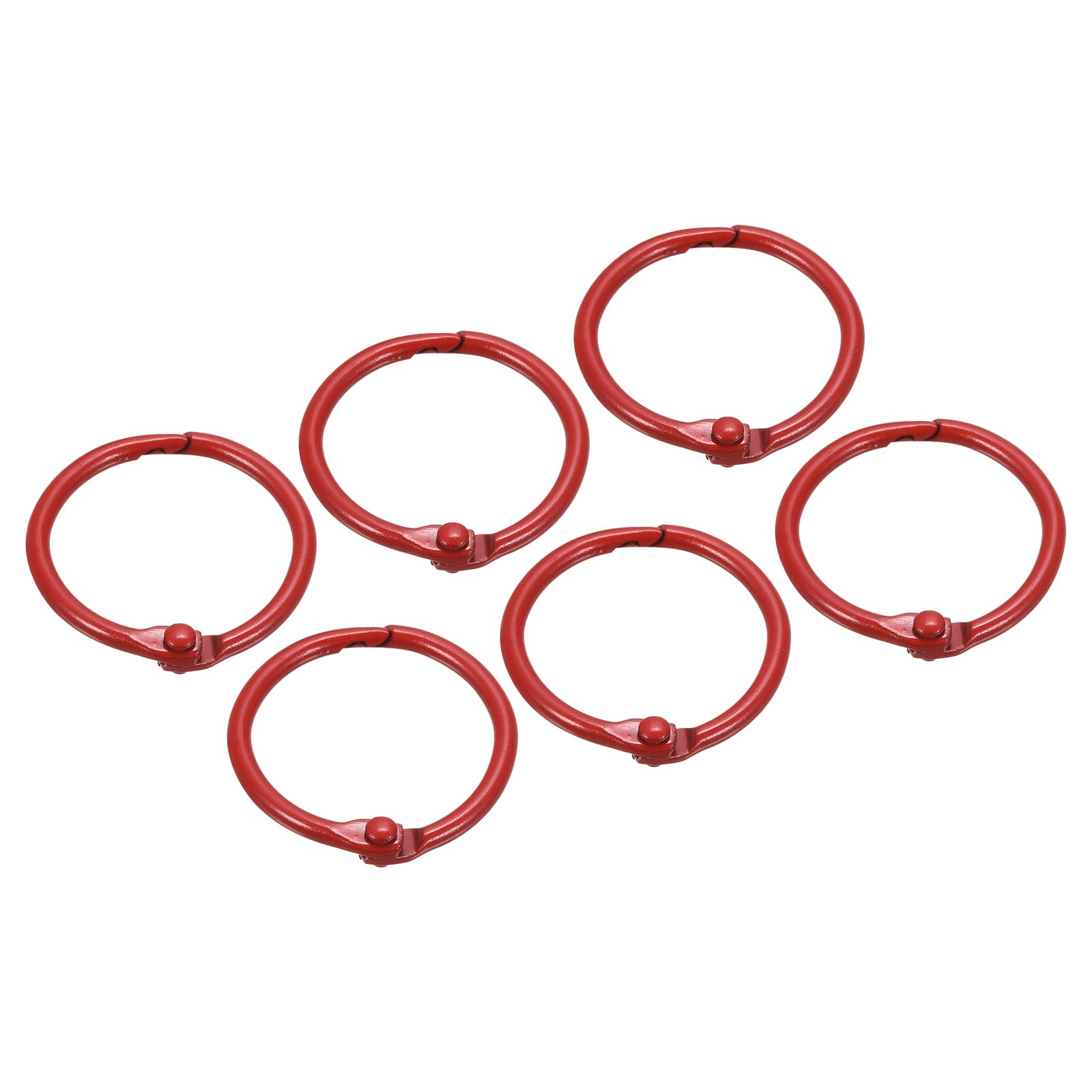 METALLIXITY Loose Leaf Binder Rings (30mm/1.2 Inch) 36Pcs, Steel Key Ring Binder Clips Book Rings - for Home or Office, Red