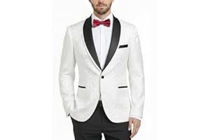 YND Men's Floral Tuxedo Suit Jacket, Slim Fit Paisley Blazer, Shawl Lapel with Bow Tie for Party Prom Wedding Dinner