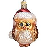 Old World Christmas Santa Owl Glass Blown Ornament for Christmas Tree, Handcrafted Holiday Decoration, Santa Collection