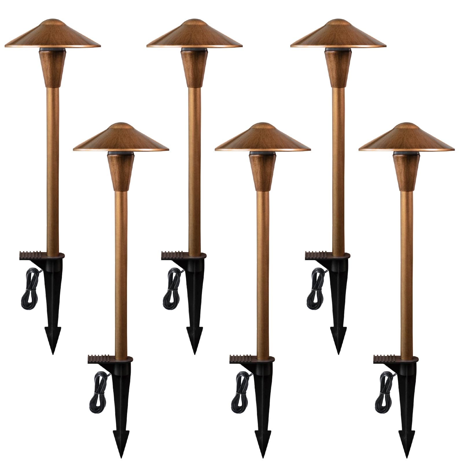 Photo 1 of GUARANTLED Outdoor Path Lights Low Voltage 6 Pack, Wired Pathway Lights Bronze Compatible with Transformer, 3CCT LED, Premium Brass Finish Landscape Lighting for Yard Garden Walkway Patio Decor