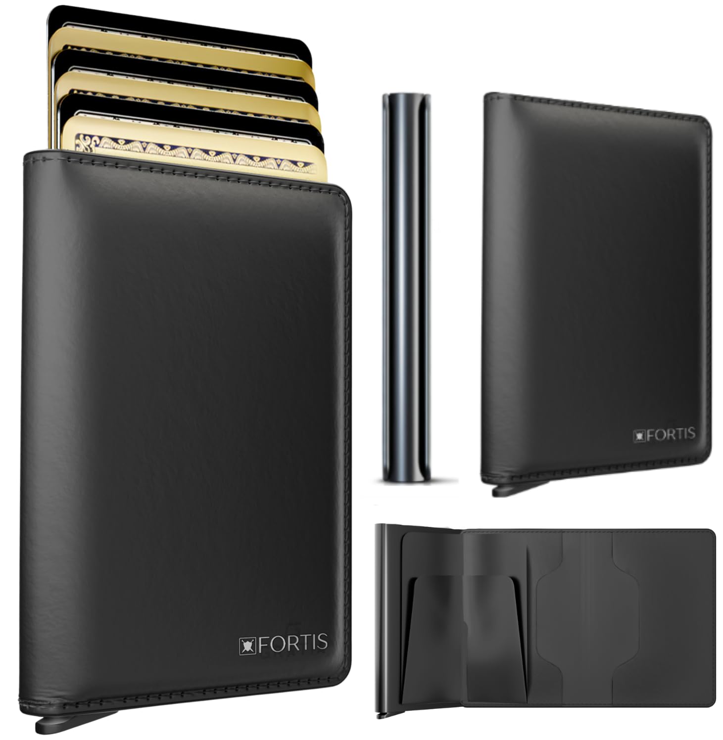 Photo 1 of *2 Pack* Toggle Pop Up Wallet for Men, Slim Wallet for up to 8 Cards, RFID Blocking Credit Card Holder. Smart Cardholder That Fits Front or Back Pocket (Black)