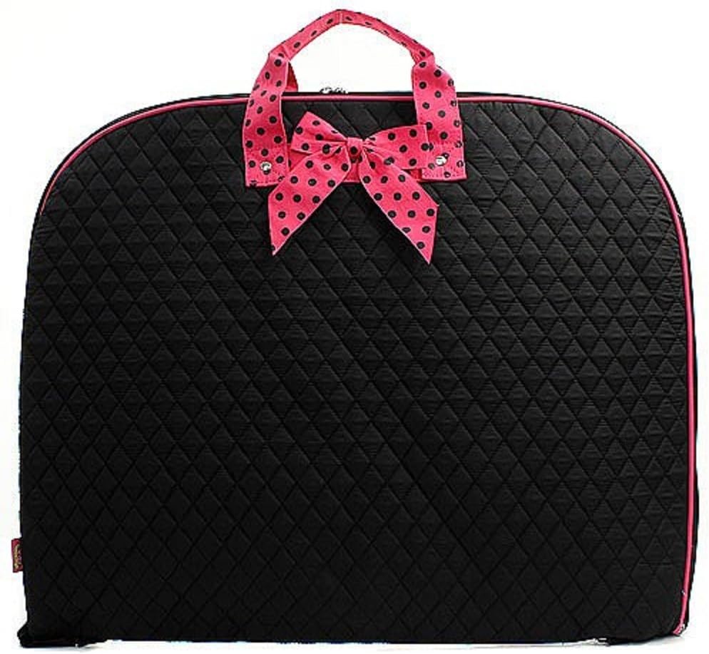 Solid Color Quilted Garment Bag with Polka Dots Ribbon