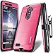 COVRWARE [Iron Tank] case Compatible with ZTE ZMAX PRO/ZTE Carry, with Built-in [Screen Protector] Full-Body Rugged Holster Armor Case [Brushed Metal Texture Design][Belt Clip][Kickstand], Pink