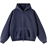 Talakeno Womens Double Zip Up Hoodies Oversized Heavyweight Fleece Sweatshirt Acid Wash Hoodie Vintage Distress Cotton Jacket