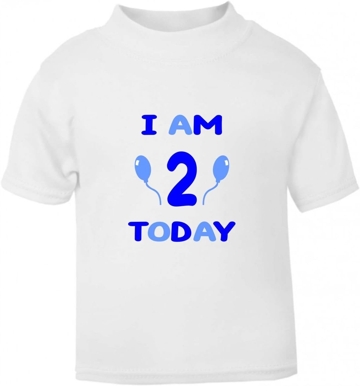 The Bees Tees Kids Birthday T-shirt I AM 2 TODAY (1-2 yrs - Text : Blue)