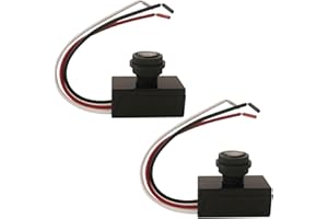 Heluok 2 Pack DC12V 24V 36V 48V Photoelectric Switch for Outdoor Lights, Dusk to Dawn Sensor, Auto ON Off Light Switch Controller, Raintight Automatic Photocell Light Sensor - 5A(DC 8-50V)