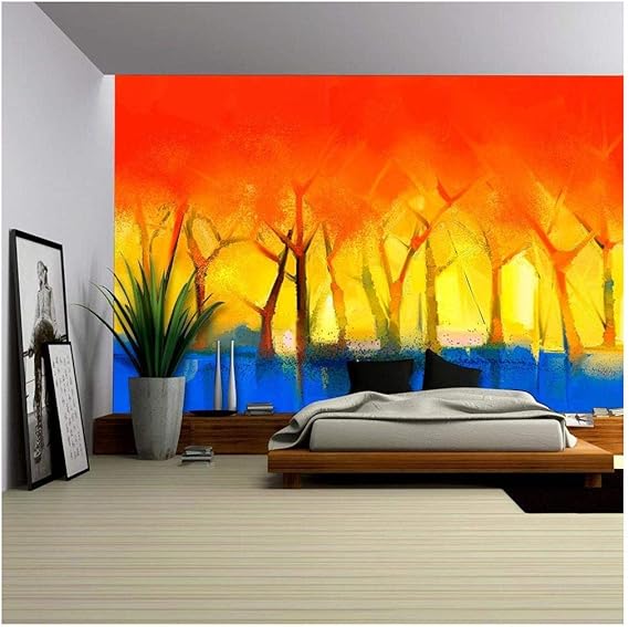wall26 - Abstract Colorful Oil Painting Landscape on Canvas - Removable