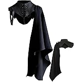 Coser Park Renaissance Costume Shoulder Cape Men Women Medieval Cloak Half Shawl Black Lace Up Accessories