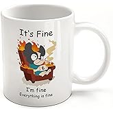 FableKnot It's Fine Everything is Fine Coffee Mug-Funny Dog Cups-Coworker Gifts for Women and Men-Ceramic Work Mugs-12oz