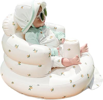 AirSwim Inflatable Baby Seat - Chair for 3 Months+, Built-in Pump, Orange