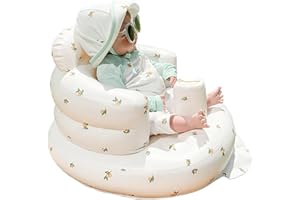 Inflatable Baby Chair, AirSwim Baby Inflatable Seat for Babies 3 Months and Up Summer Inflatable Baby Seat for Sitting Up, Blow Up Baby Floor Seat with Built in Air Pump, Orange