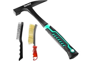YesRight Chipping Hammer, 22oz Welding Chipping Hammer with 2Pcs Steel Wire Brush, Sheet Metal Hammers Slag Removal Tool for Welders Metal Cleaning Workshop & DIY Projects