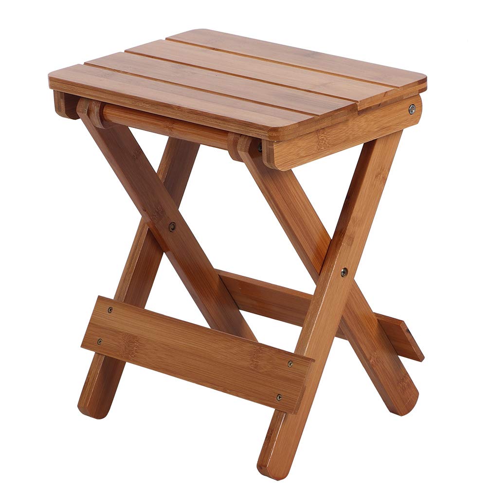 Smooth Edge Compact Folding Stool, Foldable Bamboo Folding Stool, Balcony Bedroom For Using In Your Living Room, Bathroom Bedroom, Garden, Study And Balcony