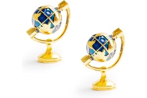 BBIAMSLEEP 1:12 Scale 2 Pcs Miniature Vintage Metal Globe with Stand Mini World Globe Earth Globe Antique Miniature Globe for Mini House Fairy Garden Micro Landscape Decor Accessory