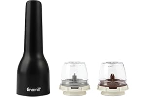 FINAMILL Grinder with 2 Pods (ProPlus & Peppercorn), Rechargeable, Midnight Black