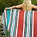 Green and Rust Mexican Blanket by Laguna Beach Textile Co - Beach, Yoga, Camping, or Decorative Throw Blanket - Traditional Handmade Serape - Rustic Green