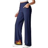 G4Free Fleece Lined Pants Women Wide Leg Work Trousers with Pockets High Waisted Sweatpants for Casual Dress Winter