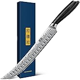 HOSHANHO Carving Kinfe 10 Inch, Forged High Carbon Powder Steel Butcher Breaking Knife, Razor Sharp Curved Brisket Slicing Kinfe for BBQ & Meat Cutting