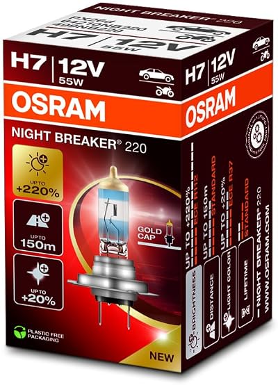 OSRAM Night Breaker 220 H7 Headlight Lamp 220% brightness