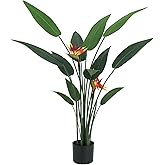 Haplant 4FT Artificial Bird of Paradise Plant with 2 Flowers & 12 Detachable Leaves - Faux Birds of Paradise Plants for Indoor/Outdoor Home & Office Decor, Perfect for Porch, Living Room
