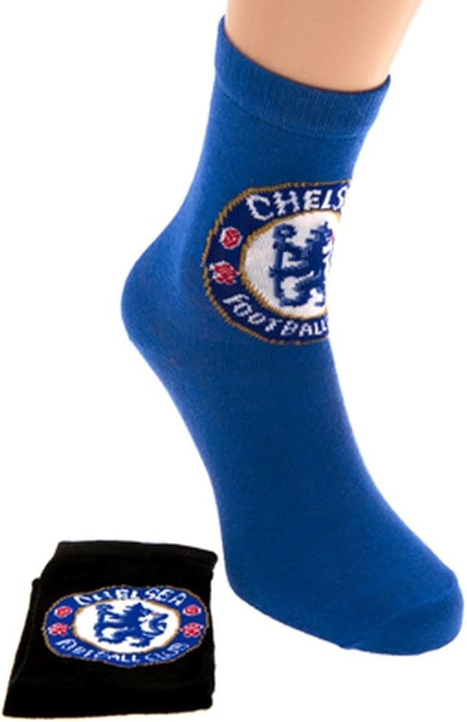 Chelsea Unisex's Official Socks (Pack of 2), Blue/Black, Size 912