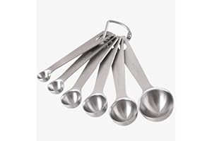 Newk 6 PCS Measuring Spoons, Stainless Steel Metal Kitchen Measuring Tools Set for Dry and Liquid Ingredients-1/8 TSP, 1/4 TS
