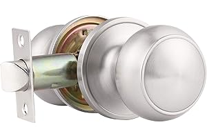 Probrico 1 Pack Round Passage Door Knob(Non-Locking Knobs), Keyless Doorknobs Interior/Exterior Door Lockset,Passage Knobs for Hallway/Closet,Satin Nickel Finish Modern Design Door Hardware