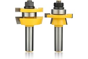 Yakamoz 2Pcs 1/2 Inch Shank Cabinet Door Rail and Stile Router Bits for Woodworking DIY | 7/8-Inch Stock | 3/8-Inch Cutting D