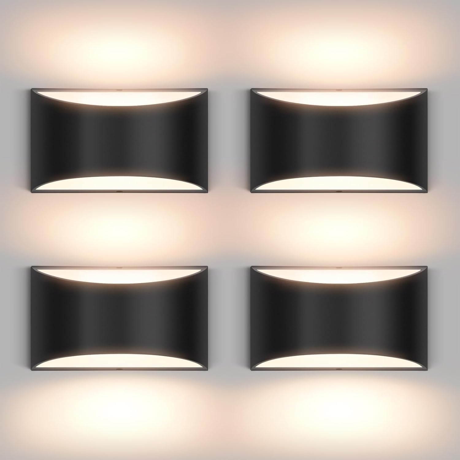 Photo 1 of Aiilsmp 4 Pack Black Modern LED Wall Sconce Hardwired Indoor Wall Lights Up and Down Wall Mount Light Fixture for Living Room Bedroom Corridor Hallway Conservatory Warm White 3000K(with G9 Bulbs)