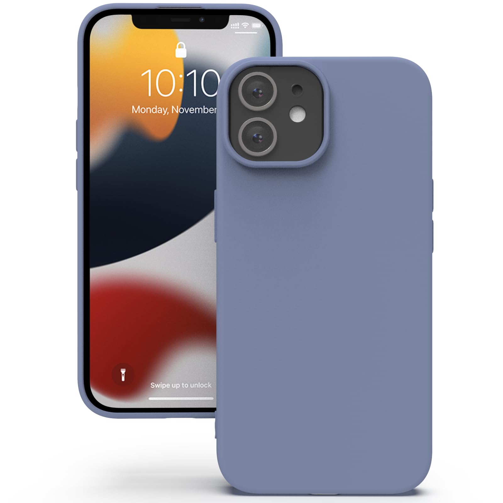 YATWIN Silicone Case for iPhone 12 Mini, Soft-Touch, Shockproof, DustProof, Antiskid Full Body Armour Phone Cover for Apple iPhone 12 Mini - Lavender Grey — image 1