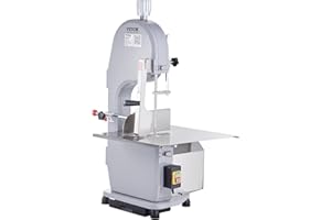Uargd Commercial Electric Meat Bandsaw, 1500W Stainless Steel Countertop Bone Cutting Machine, Workbench 19.3" x 15", Adjusta