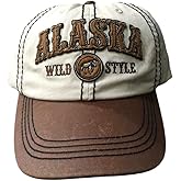 Quality Ball Cap Hat Alaska Baseball Cap Adjustable Leatherette Bill Moose Patch Wild Style Hat Cotton Blend Blue