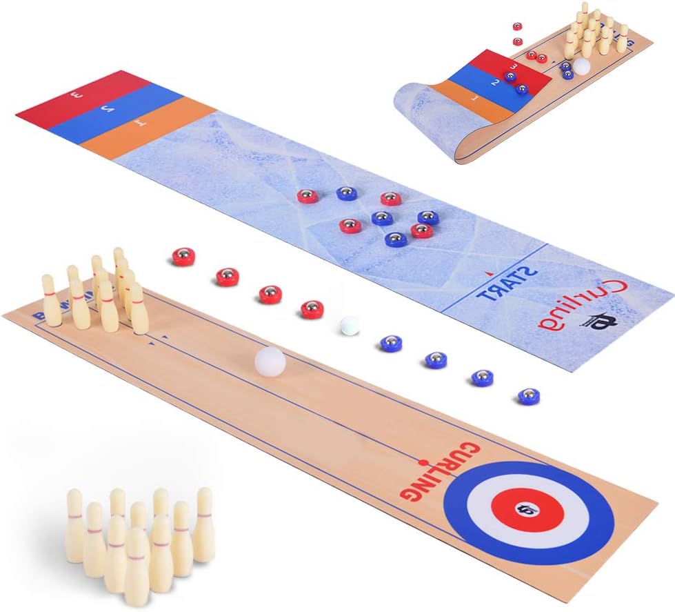 Shuffleboard and Bowling Board Game 2 in 1, Tabletop