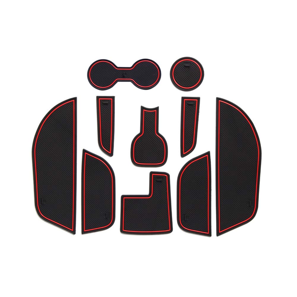 LFOTPP Non-Slip Rubber Mats for Astra K, Car Gate Slot Pad Mat Cup Holder Armrest Center Consoles Interior Decoration 10pcs Red