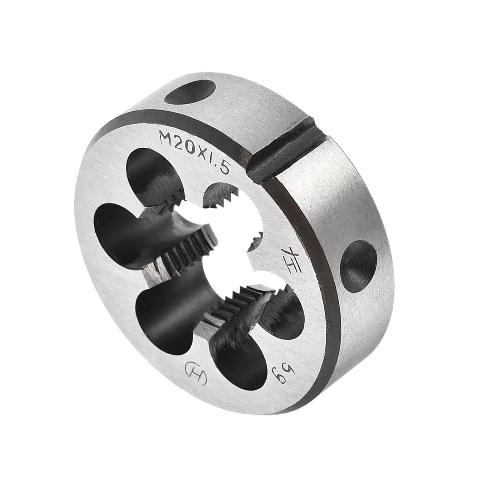 CoCud Round Thread Repair Die, M20x1.5 Die 45mm OD, Alloy Tool Steel Left Hand Cylindrical Pipe Threading Tool with 6 Chip Holes - (Applications: for Threading Repairing) — image 1