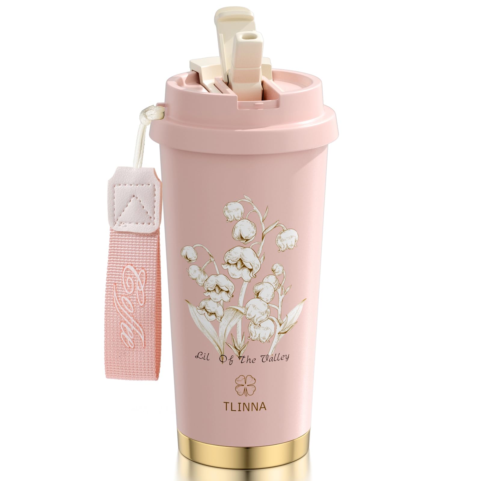 Photo 1 of [2-IN-1 LID] Travel Mug,Coffe mug,Coffe cup,Ceramic coating Lined,316 Stainless Steel,BPA Free,Vacuum Insulated Tumbler for Water, Iced Tea or Coffee, Smoothie and More (Bell Orchid-Pink, 18 Ounces)