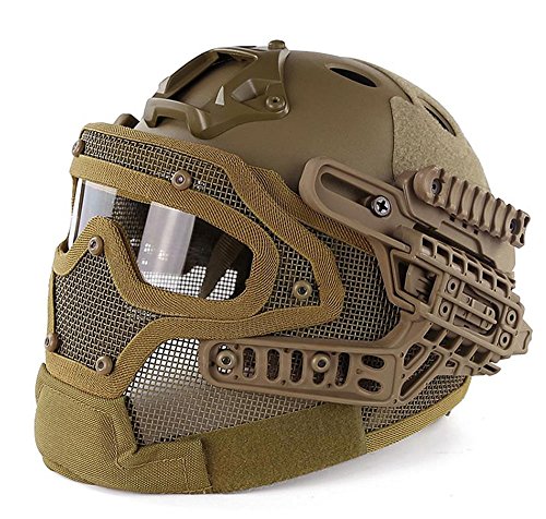 Myheartgoon NEW development Tactical Fast Helmet with Tactical Mask with Goggle for Airsoft Paintball (TAN)
