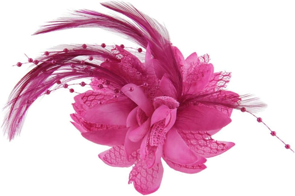 dontdo Fashion Flower Feather Bead Hair Clip Women's Fascinator Hairband Wedding Party Brooch Pin