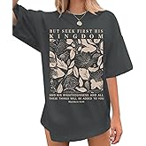 Migxsaf Oversized Christian Faith Shirts for Women Jesus Bible Verse Tshirts Wildflower Floral Boho Shirt Vintage Graphic Tee