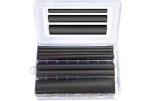 27pcs 3:1 Dual Wall Adhesive Heat Shrink Tubing Kit, 3 Large Sizes (Diameter): 3/4, 1/2, 1/4-inch, Marine 7-inch Long Cable Wire Sleeve Tube Assortment with Storage Case for DIY by MILAPEAK (Black)