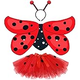 Creatoy Girls Ladybug Costume with Lady bug toddler dress tutu and Bug Headband Animal Costumes for Kids Halloween Dress Up Clothes Birthday Party Favors Easter Gifts