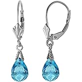 Galaxy Gold GG 14k White Gold Blue Topaz Dangle Earrings