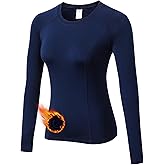 Tesuwel Women Thermal Top Thumbholes Fleece Ski Base Layer UPF 50+ Long Sleeve Compression Shirts Running,Warm,Quick Dry
