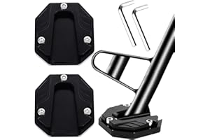DASIGJID 2-Pack Motorcycle Kickstand Pad - Heavy Duty Anti-Skid Enlarged Foot Base Extender Plate Motorcycle Accessory, Coaster Plate Support for Harley Davidson, Touring & Sport Bikes (Black)