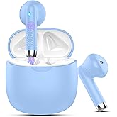 Wireless Earbuds, Bluetooth 5.4 Headphones in Ear with Noise Cancelling Mic, Bluetooth Earbuds Stereo Bass, IP7 Waterproof Sports Earphones, 32H Playtime USB C Charging Buds Light Blue for Android iOS
