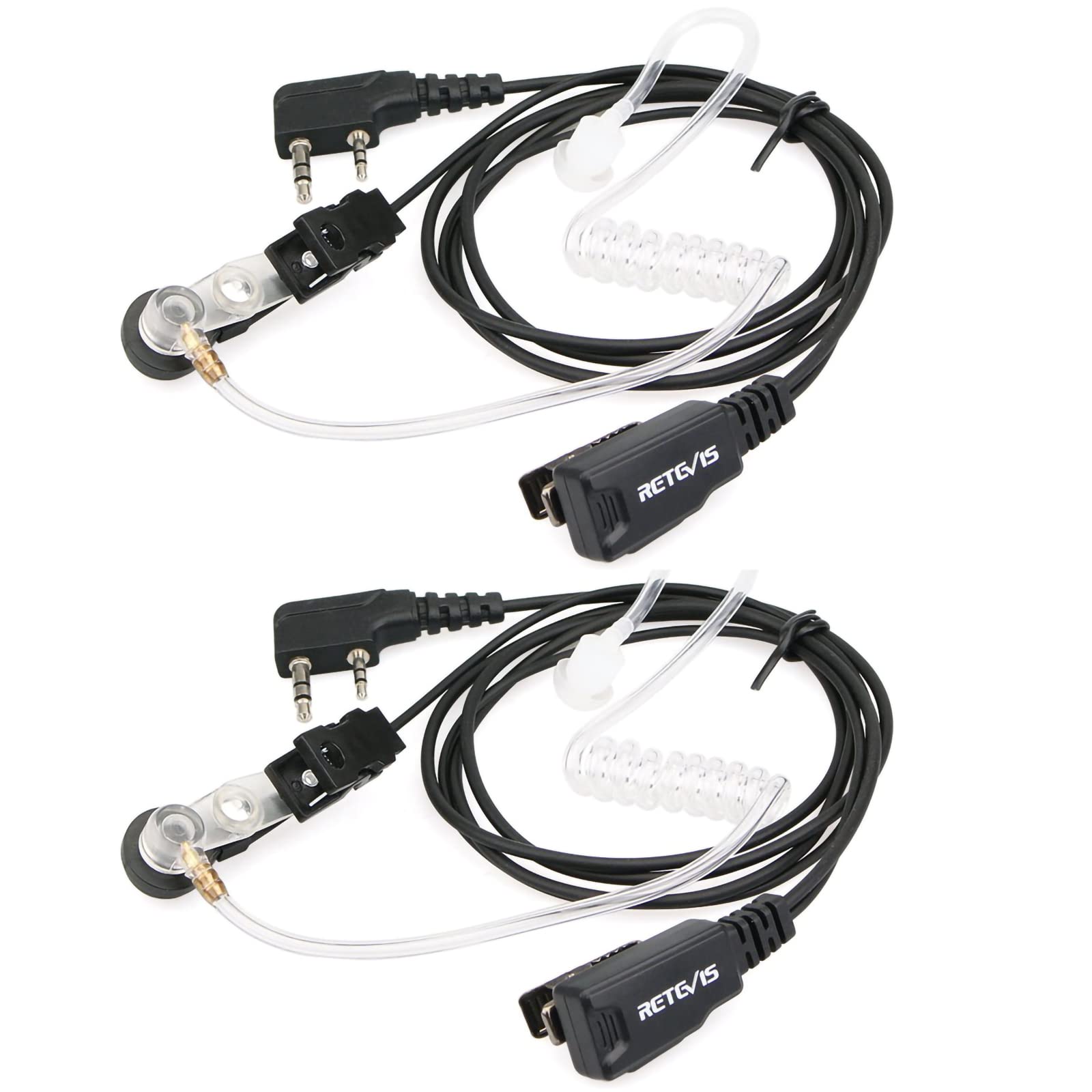 Retevis 2 Pin Walkie Talkie Earpiece with Mic Acoustic Tube Security Headset Compatible with Two Way Radio RT24 RT22 RT27 RT1 RT5R RT7 Baofeng UV-5R BF-888S Kenwood HYT(2 pcs)