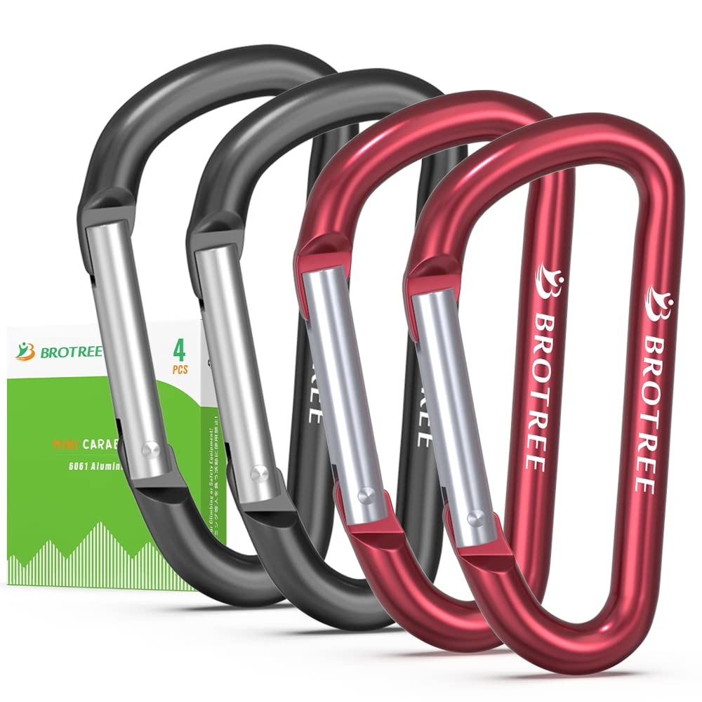 BROTREE Small Carabiner Clips Mini Aluminum Carabiner - 6cm D-Ring