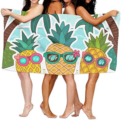 Jcqz Towel 31.50in X 51.18in Family Big Bath Towel Beach Blanket Beach Towels Coconut Tree Pineapple Friends Print Bath Towels Super Absorbent Body Wrap Pool Towel