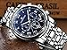 VIGOROSO Men's Business Quartz Analog Date Waterproof Luxury Stainless Steel Wrist Watch(Blue)